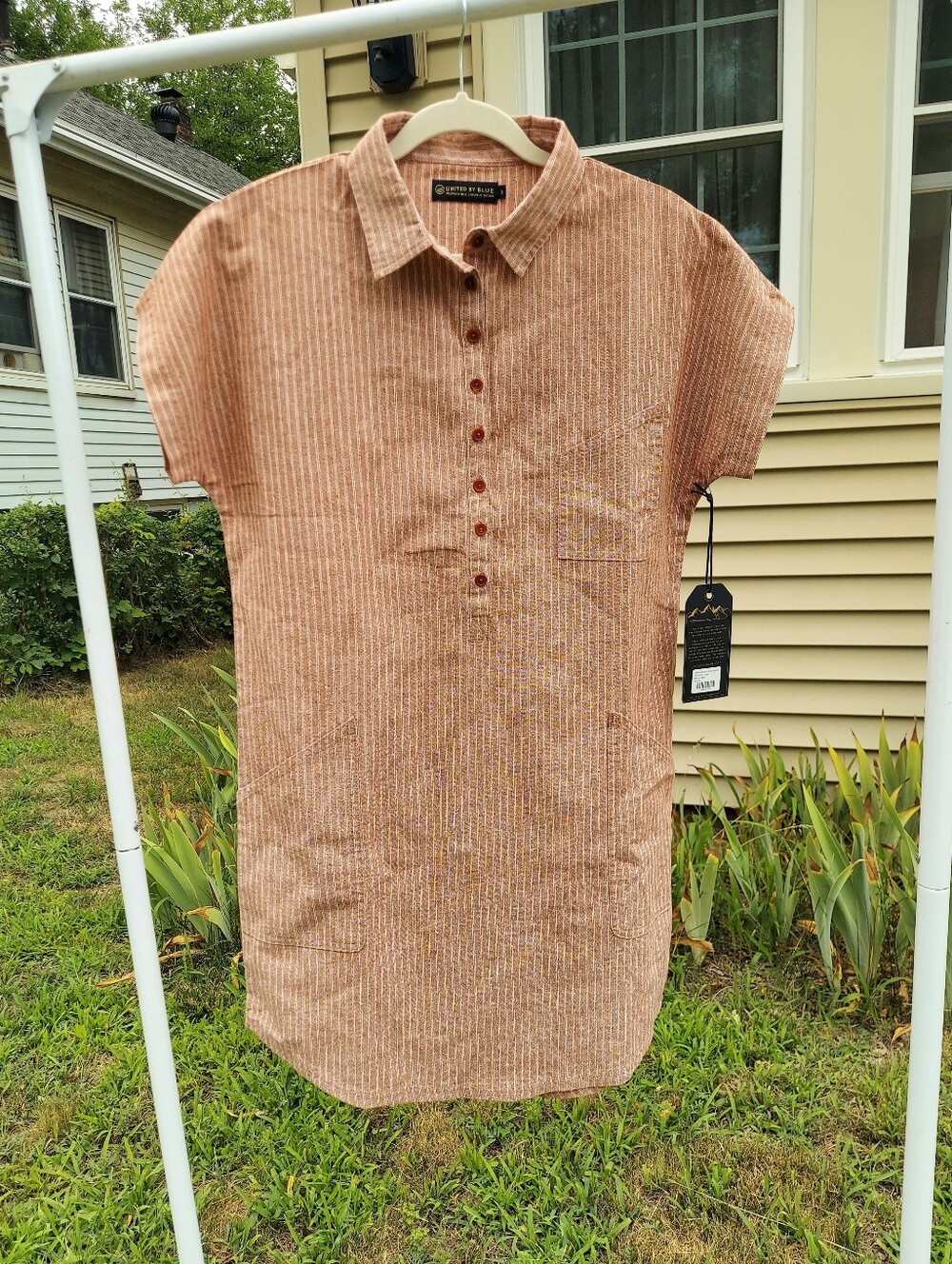 United By Blue Red Striped Oversized Relaxed Fit T-Shirt Dress Womens Size Small